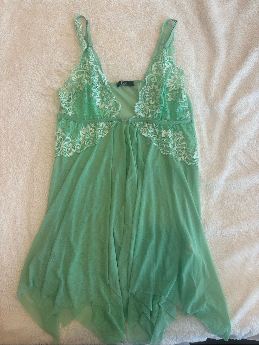 Mint Green Chiffon Lace Slip